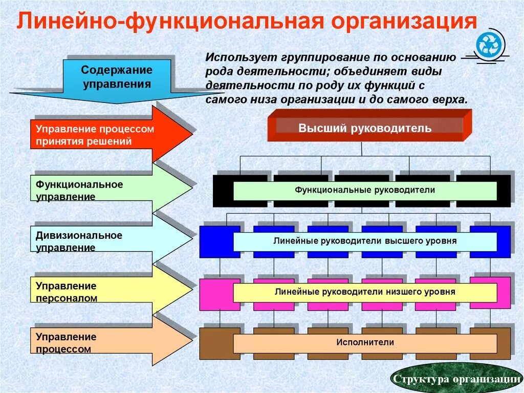 Линейные и функциональные руководители. Функциональная организация. Функциональное управление. Организации по роду деятельности. Род деятельности.