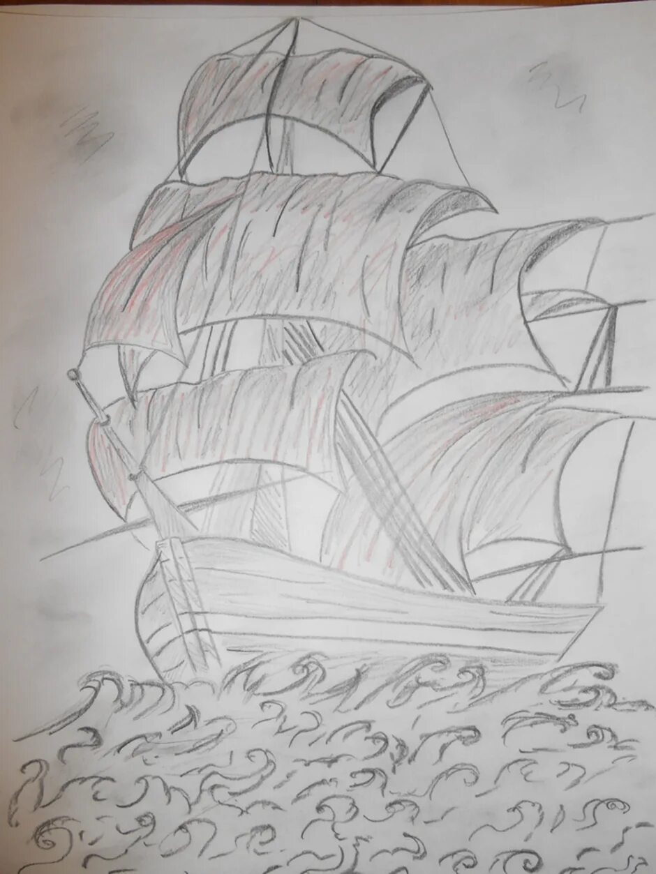 Корабль рисунок карандашом. Иллюстрация к алым парусам. Алые паруса рисунок карандашом.
