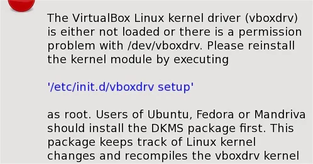 Virtualbox kernel driver not installed rc 1908