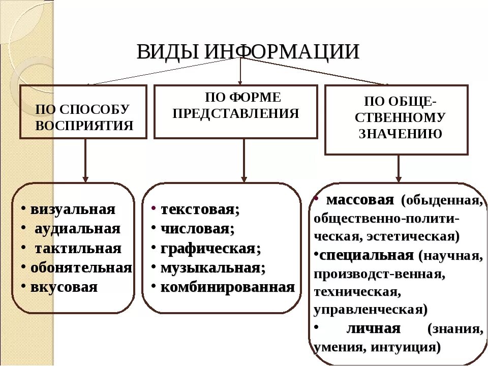 Формы представления бывают. Виды информации. Виды и формы информации. Виды информации по представлению. Способы восприятия информации Информатика.