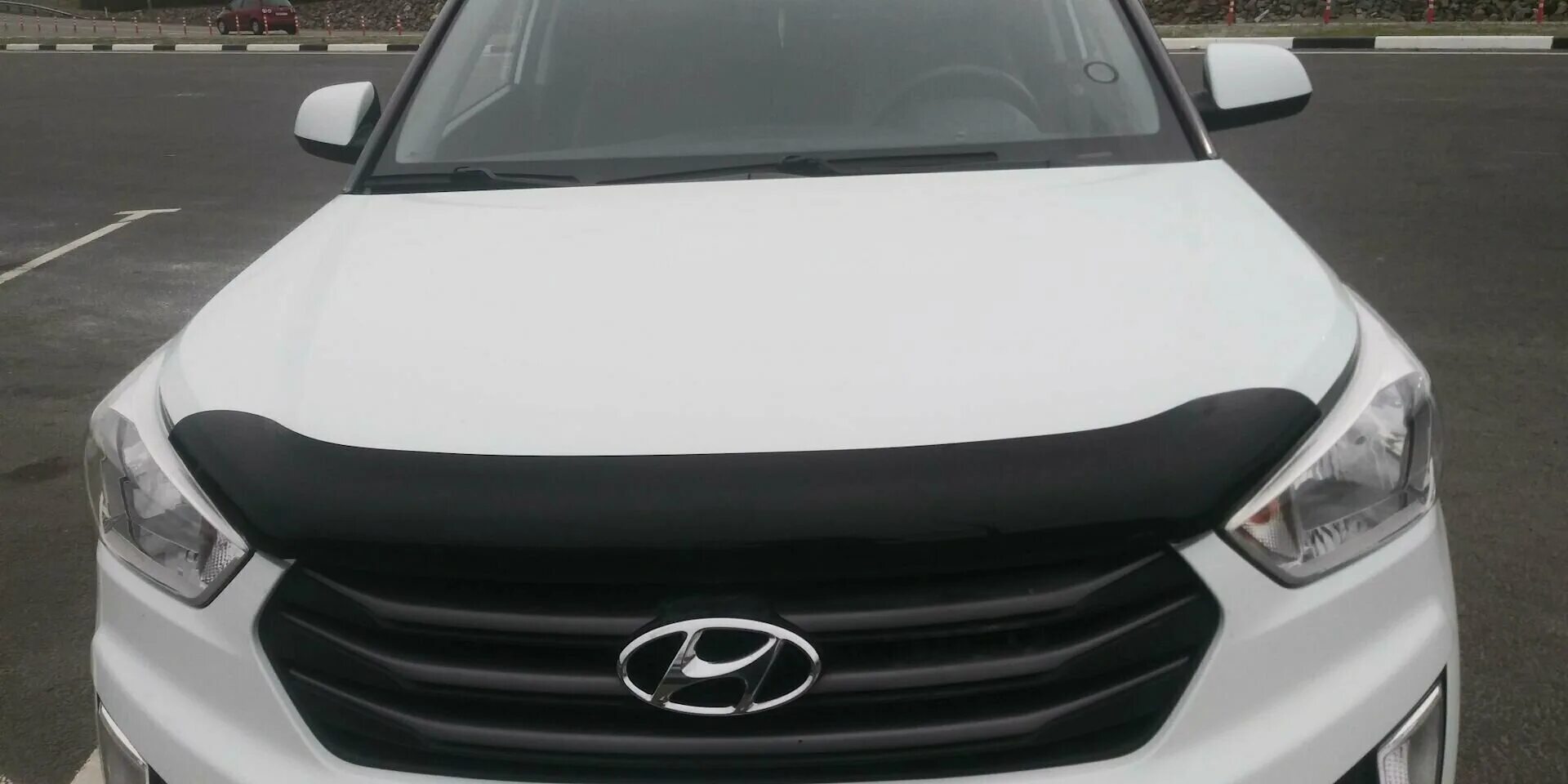 Hyundai Creta (2016-) дефлектор капота. Дефлектор капота Hyundai Creta. Спойлер капота Hyundai Creta. Дефлектор капота Hyundai Creta ANV-Air. Отбойник хендай крета