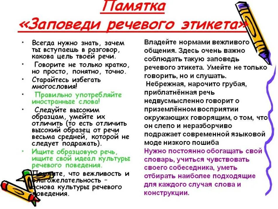 Грамотная речь правильные. Нормы речевого поведения памятка. Памятка речевого этикета. Памятка по речевому этикету. Памятка нормы речевого этикета.