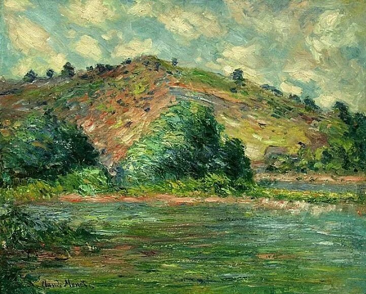 Лит моне. Клод адольф моне. клод моне 1885 landscape at port-villez. берег сены картина клода моне. клод моне. осень. 1885.