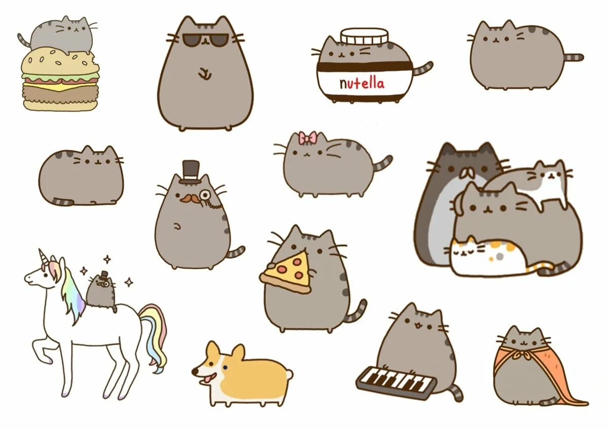 наклейки для лд пушин. наклейки котики. набор стикеров пушин кэт. кот пушин наклейки. набор стикеров пушин кэт.