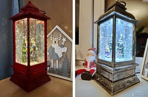 Валберис новогодний фонарь с подсветкой и снегом