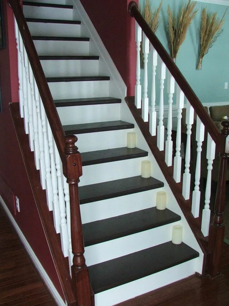 Newel Post Redo Refinished The Stairs Painted The Risers And Used Painted stairs