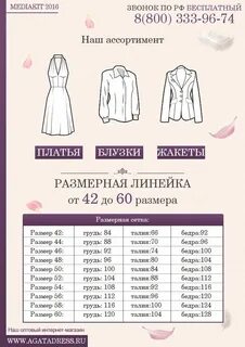 Размерная линейка женской