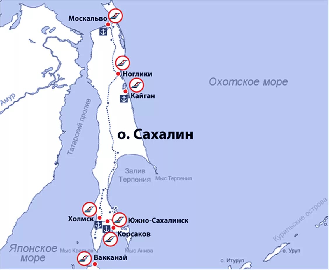 Город южно сахалинск на карте россии. Порты Южного Сахалина на карте. Морские Порты Сахалина на карте. Остров Сахалин Охотское море. Порты Сахалинской области на карте.