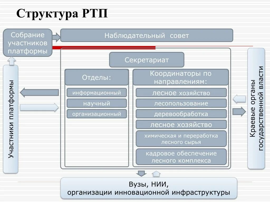 Национальные технологические платформы. Состав РТП. Структура наблюдательного совета. Строение РТП. Схема деятельности РТП.