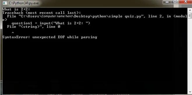 Unexpected eof while parsing. Unexpected eof while parsing