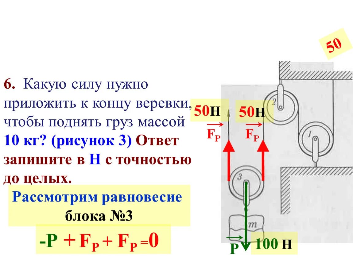 Какая сила должна быть приложена к левому. Какую силу надо приложить. Сила приложенная к свободному концу троса. Какую силу надо приложить чтобы поднять груз. Сила необходимая для поднятия груза массой в.