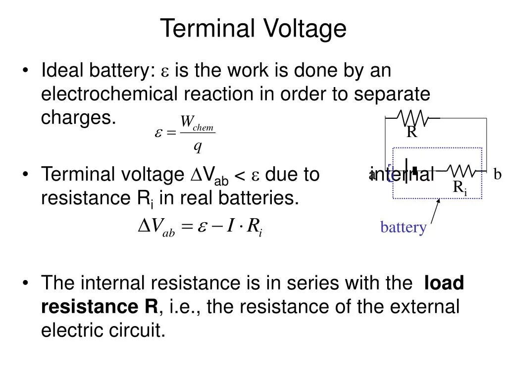 Terminal voltage. Internal resistance. battery voltage. phase terminal voltage. voltage formula.