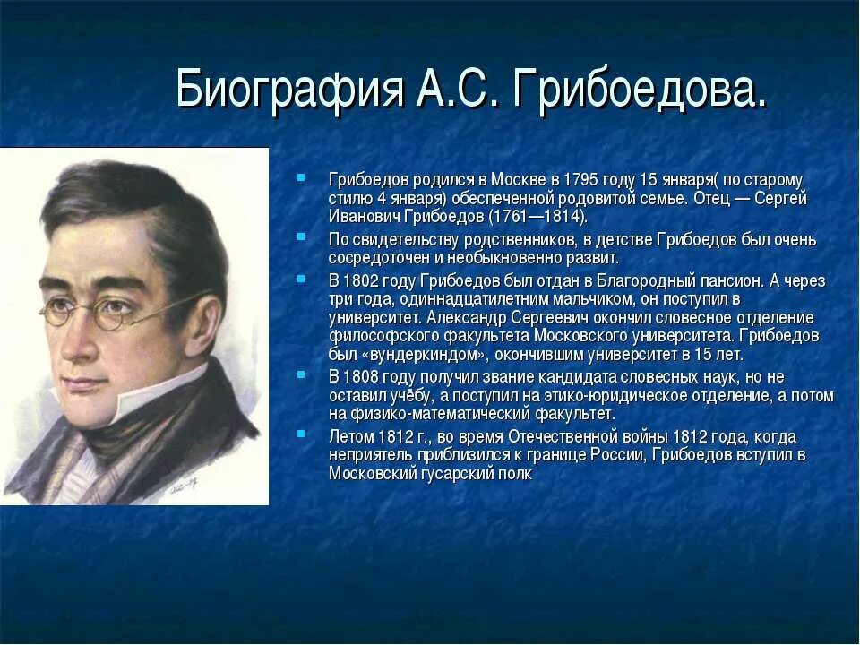 Грибоедов отец. Грибоедов презентация.