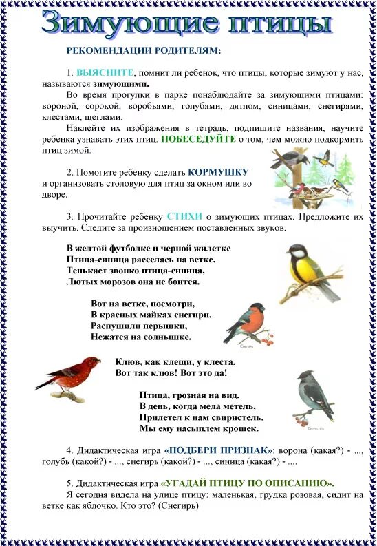 Лексическая тема зимующие птицы задания. Зимующие птицы задания для родителей. Дети и родители задания с зимующими птицами. Лексическая тема зимующие птицы задания для дошкольников.