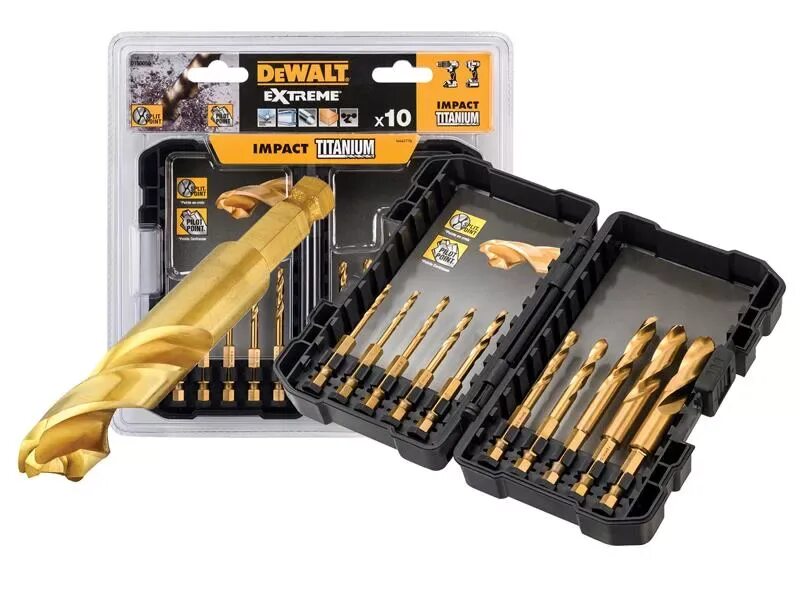 Сверла девольт по металлу. Набор dewalt dt50050 cверл 10pcs impact titanium drill bit set. dt5042 сверло dewalt. деволт сверло бита перевертыш. набор самонарезающих сверл по металлу dewalt impact 5 шт dt50060-qz.
