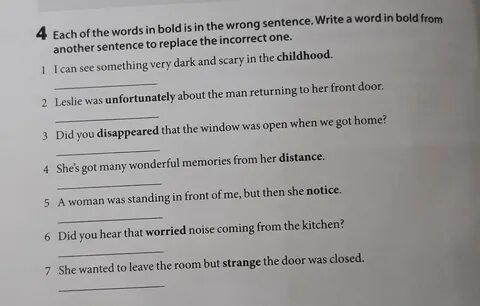 Write a sentence for each word phrase