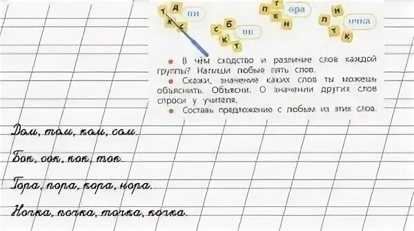 Русский язык 1 класс стр 75. Русский язык 1 класс часть 1 стр 75. Собери слово в чем сходство и различие слов каждой группы. Русский язык 1 класс страница 75 упражнение 4.