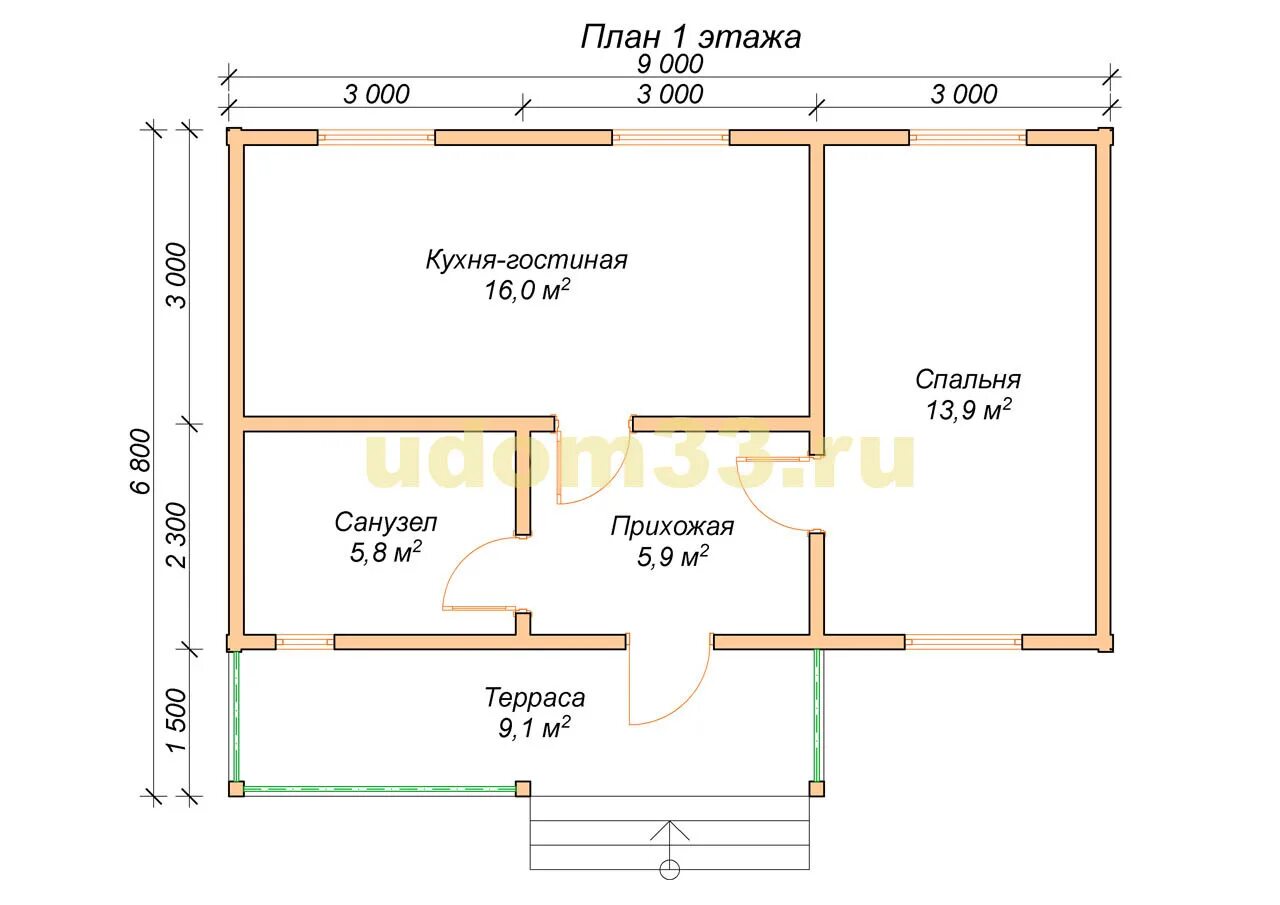 Проект дома 6х8 одноэтажный