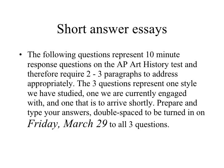 Short essay.