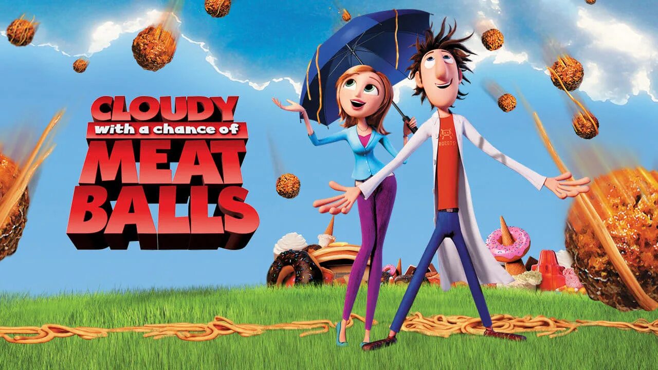 Возможны осадки в виде фрикаделек 2009. Cloudy with a chance of meatballs 2009. дождь из фрикаделек. cloudy with a chance of meatballs игра. мультик про фрикадельки с неба.