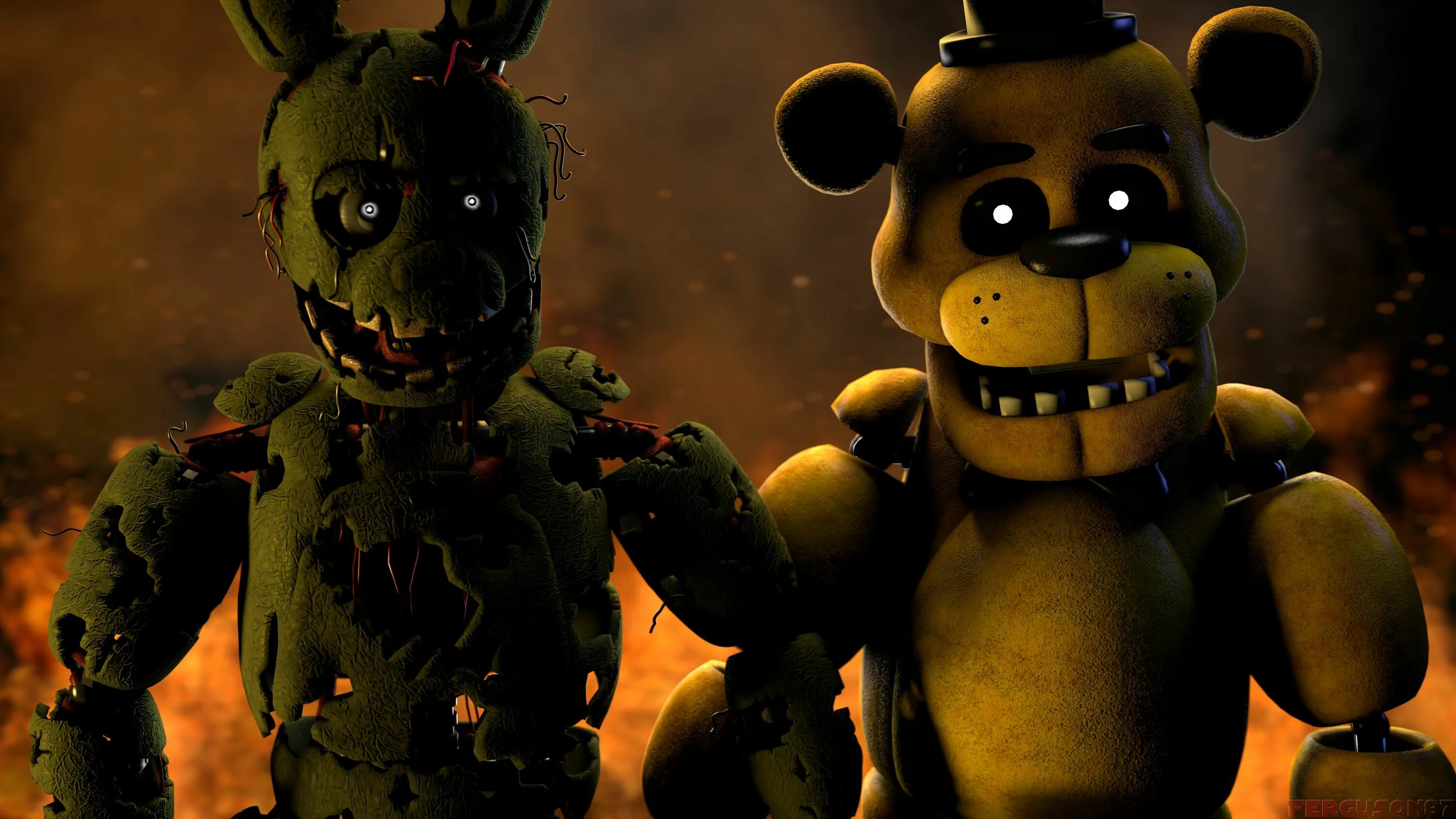 СПРИНГТРАП И Голден Фредди. Фредди Five Nights. Five Nights at Freddy's Фредди. Мишка Фредди 3. Спрингтрап обои