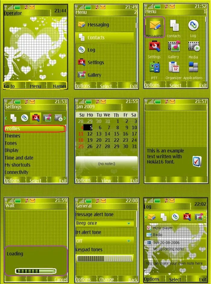Message menu. Вертикальное меню. Melody Composer Nokia Edition.