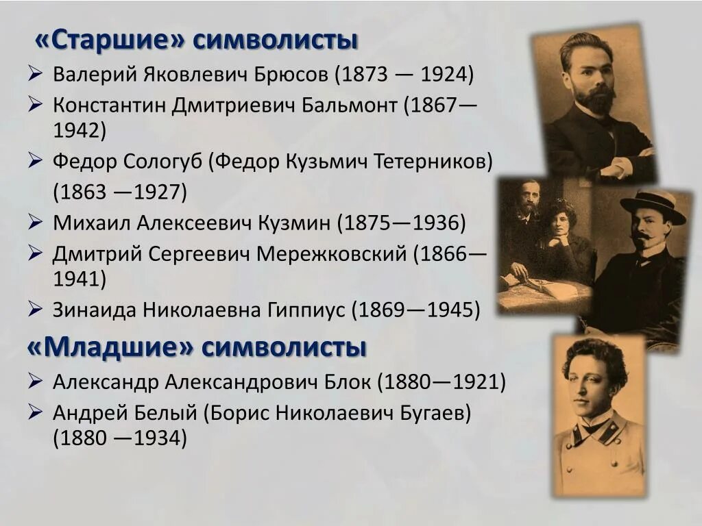 Брюсов и бальмонт. Старшие символисты серебряного века. Мережковский Брюсов Бальмонт Сологуб. Брюсов Бальмонт Сологуб.