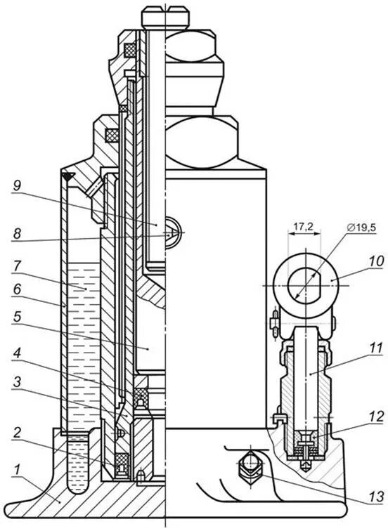 конструкция домкрата гидравлического 5 тонн. домкрат гидравлический 10т чертёж. как устроен автомобильный гидравлический домкрат. автомобильный гидравлический домкрат принцип работы. устройство бутылочного гидравлического домкрата схема.