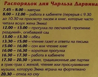 Расписание дня великих