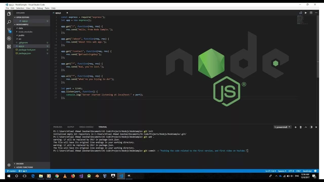 Как подключить node js