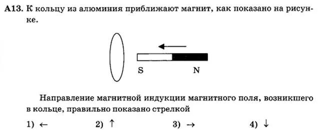 Магнит выводят из кольца в результате чего