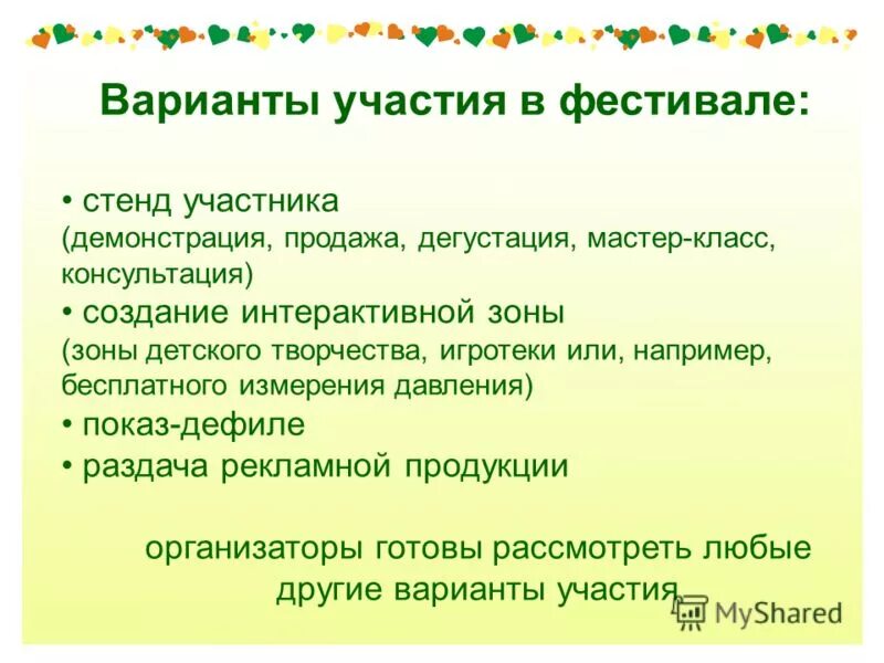 варианты участия в проекте