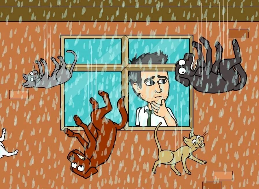 Идиомы raining Cats and Dogs. It is raining Cats and Dogs идиома. Идиомы it's raining Cats and Dogs. Дождь из кошек и собак. Кошки переводят собаку