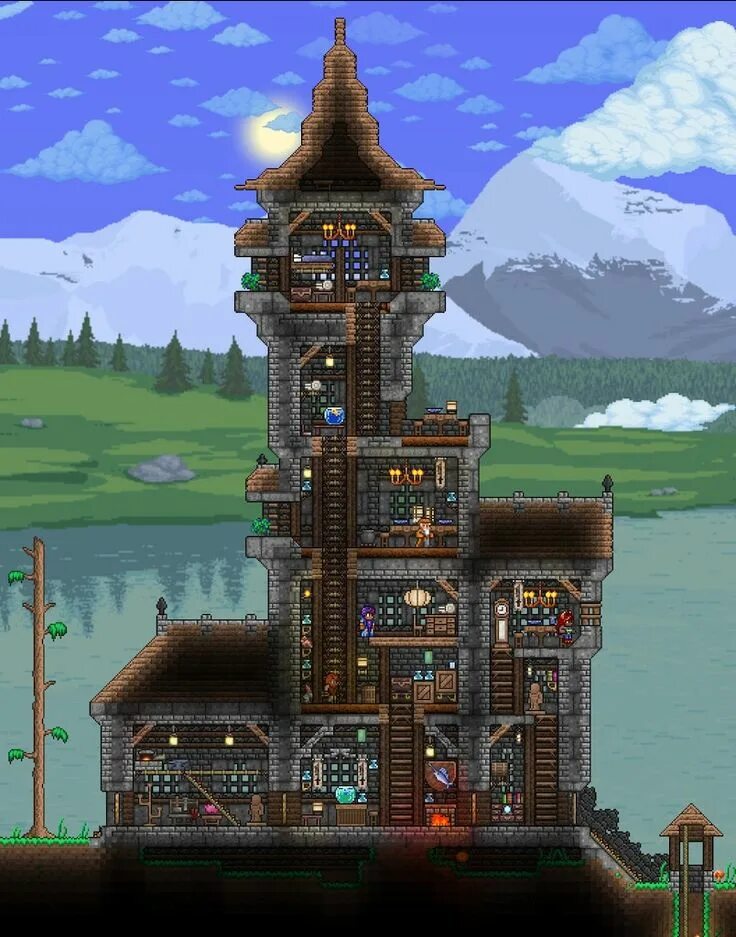 Terraria Castle Design. Дом в террарии замок. Большой дом в террарии. Terraria крепость.