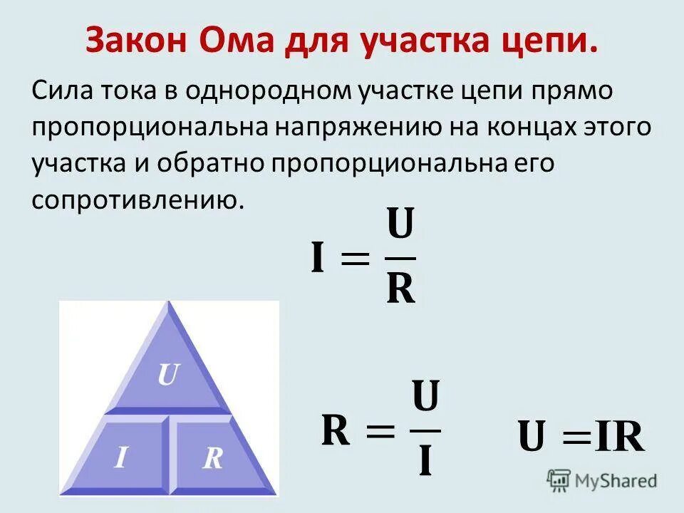 Формула силы тока через закон ома. Закон Ома для участка цепи формула. Формулы силы тока напряжения и сопротивления. Как найти сопротивление с мощностью и силой тока. Формулы тока напряжения и мощности сопротивления.