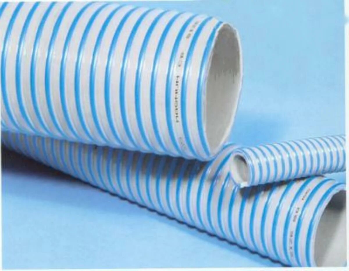 PVC Suction and delivery Hose. Moisture Resistant PVC. Corrugated surface PVC Seeder Hose with transparent PVC and White Spiral. 75 pvc