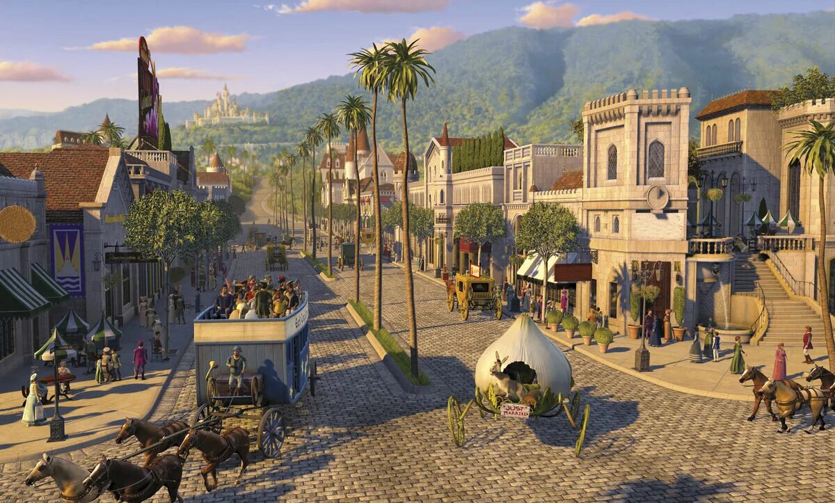 Шрек 2 тридевятое королевство. Королевство far far away. Дальний запад сша на карте. Far far us. A long time ago.