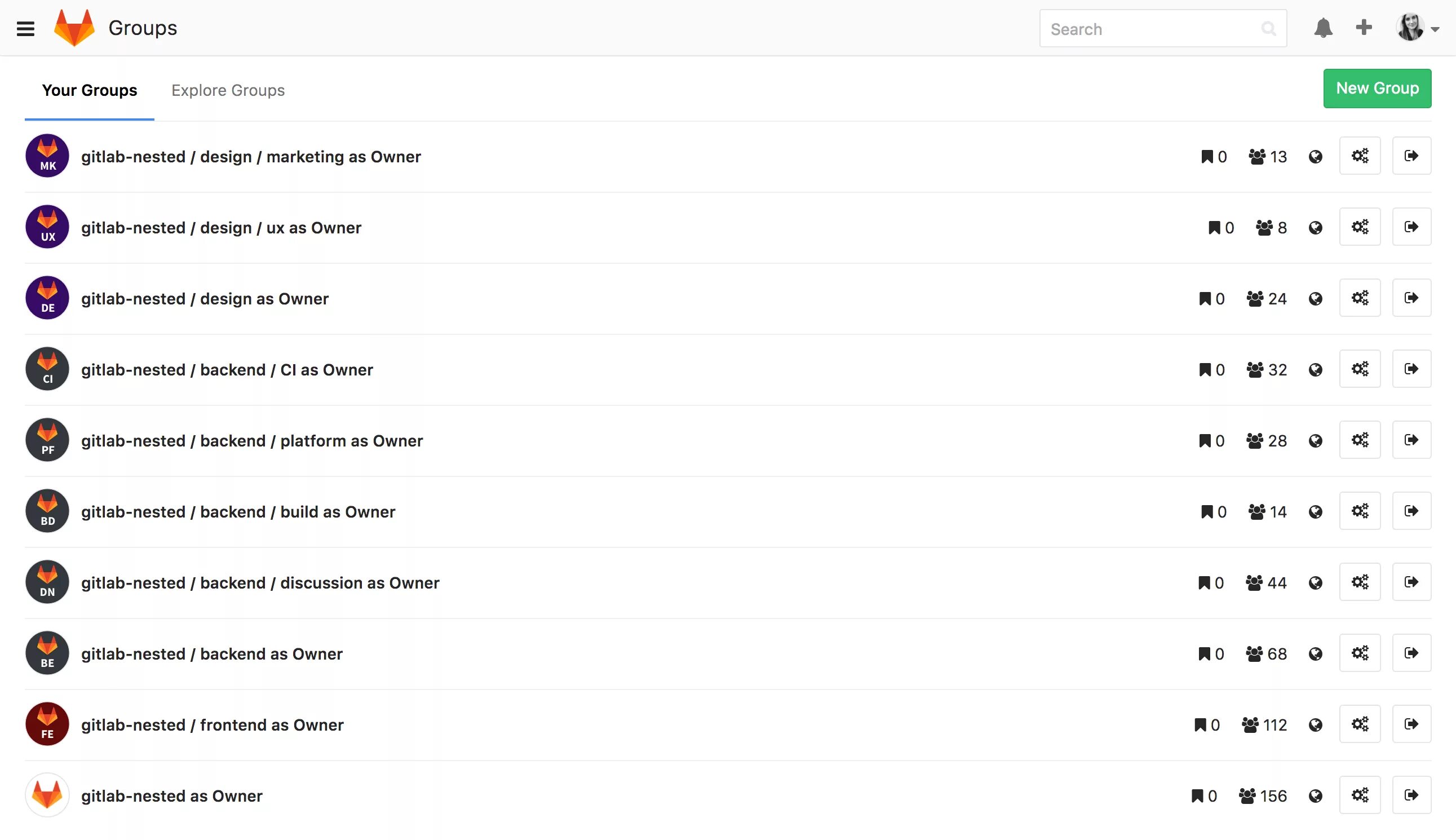 Groups search