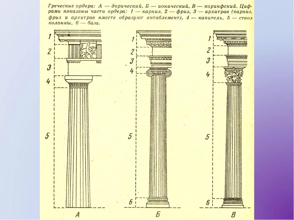 Три ордера. Дорический ионический Коринфский. Дорический и ионический ордера в архитектуре древней Греции. Дорический ордер колонна Греция. Дорический ионический и Коринфский ордера.