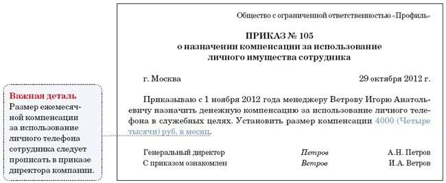 Возмещение расходов работниками организации