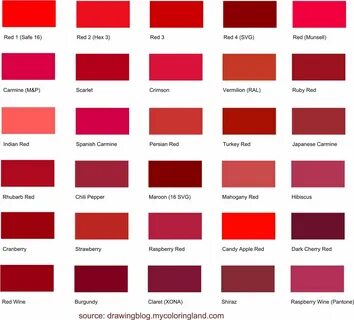 Red Color Names, Shades Of Red Color, Different Shades Of Red, Maroon Color...