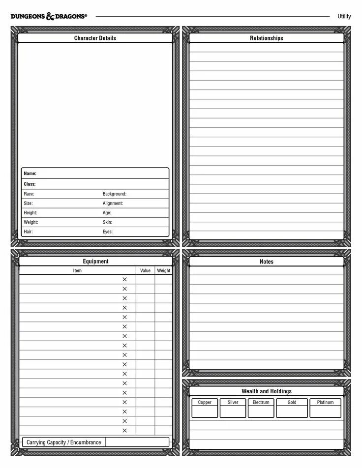 Лист персонажа ДНД 5. Лист игрока DND 5 на русском. DND 5e лист персонажа. Лист инвентаря ДНД 5. Готовый лист днд