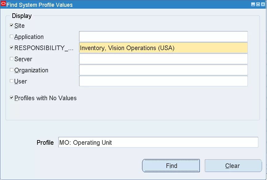 Baseline values. Profiling system