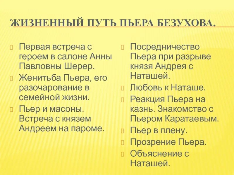 Духовная жизнь пьера безухова. Путь духовных исканий Пьера Безухова план. Путь исканий Пьера Безухова схема. Путь идейно нравственных исканий Пьера Безухова схема. Путь исканий Пьера Безухова таблица.