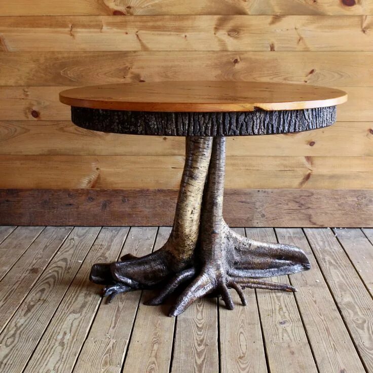 Round root. Стол из ствола дерева. Журнальный столик из коряги. Необычные деревянные столы.