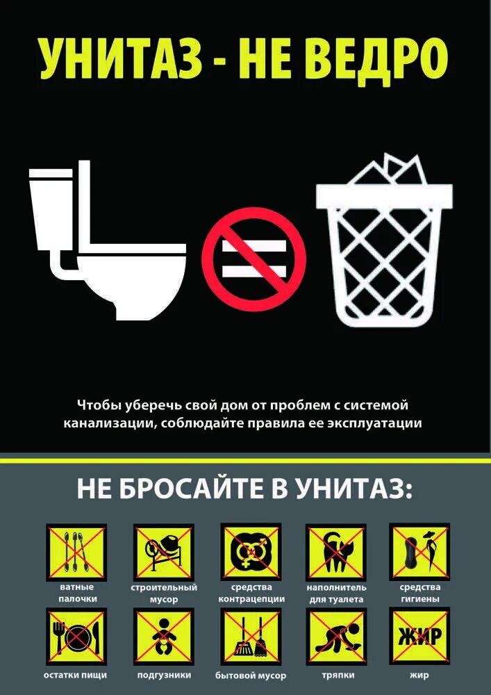 Терпит в туалет нельзя в туалет. Правила пользования канализацией. О правилах пользования канализацией.