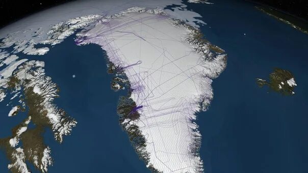 NASA SVS Nadir View of Change in Elevation over Greenland with a Blue/Yellow Col