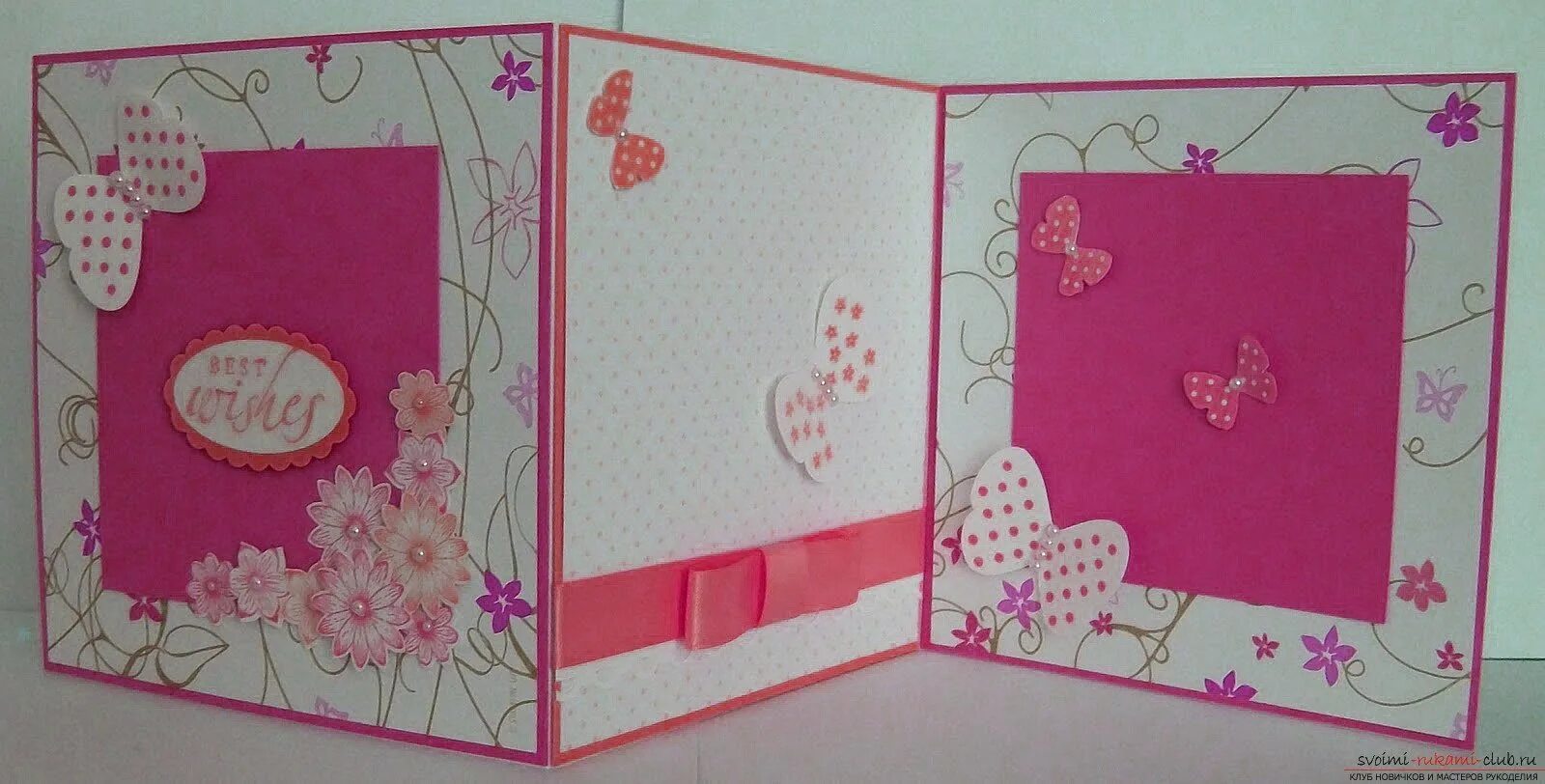 Самодельные открытки. Необычные валентинки. Объемная открытка. Открытка с объемными цветами. Украсить открытку внутри.