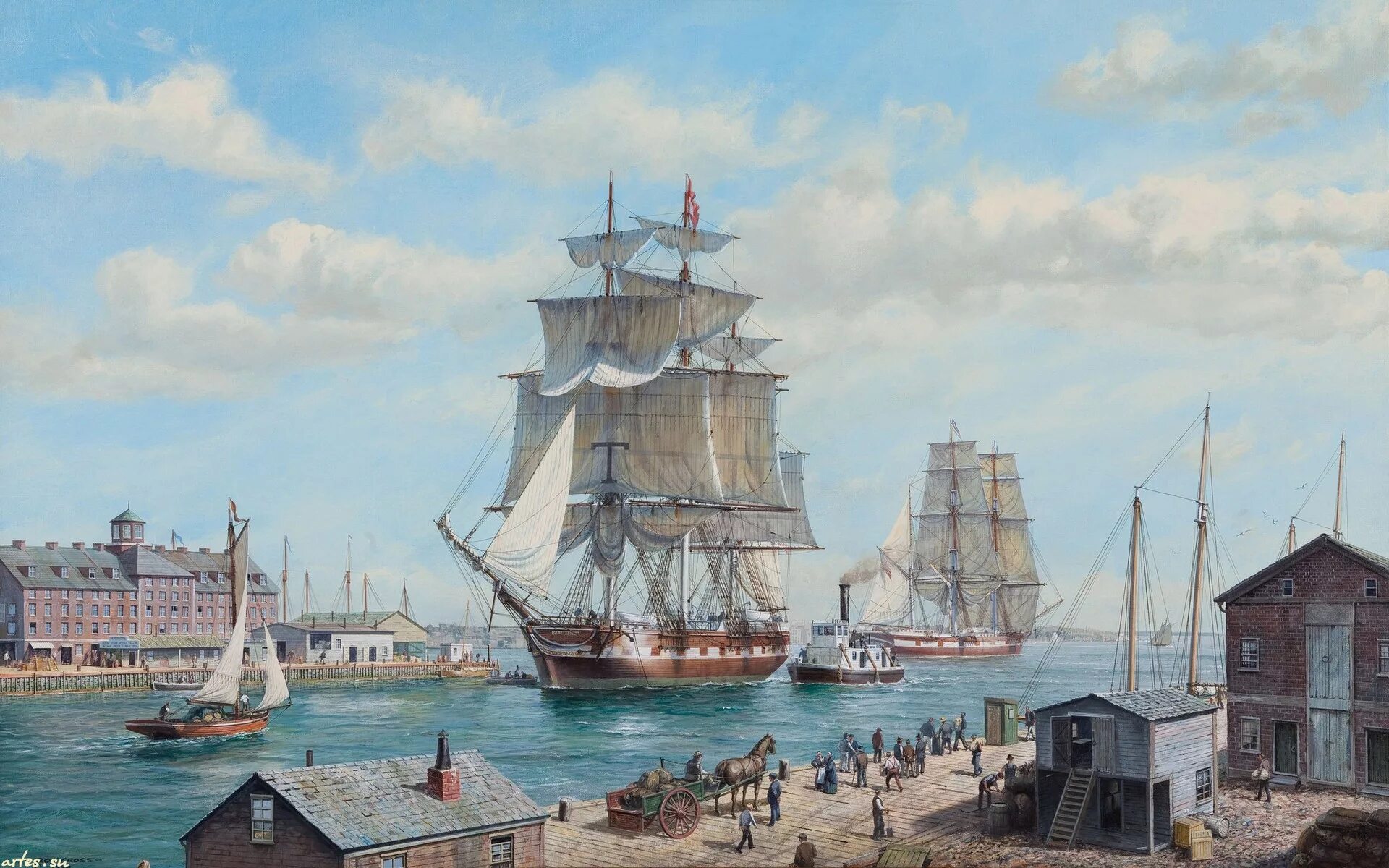 порт (гавань). пристань гавани. таганрог 1696 год. художник маринист dusan kadlec. премацци художник севастополь.