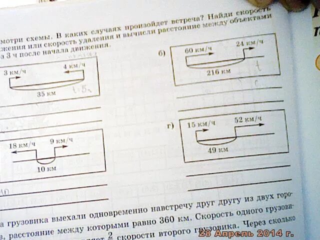 Рассмотри схемы в каких случаях. Для каждой схемы определи скорость сближения. Для каждой схемы. Скорость удаления схема. Как найти скорость сближения или удаления.